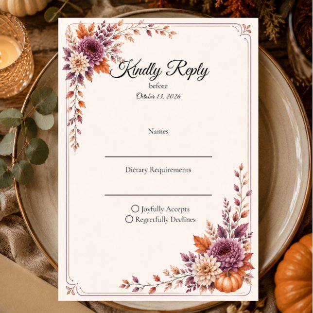 Cartons Réponse Mariage rustique d'automne (Créateur téléchargé)