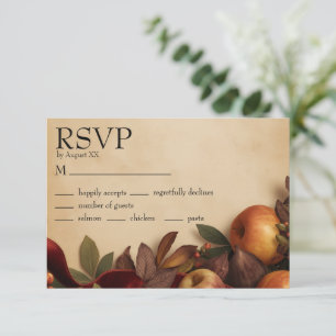 Cartons Réponse Mariage rustique d'automne avec pommes et figues