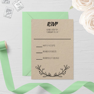 Cartons Réponse Mariage rustique de couronne