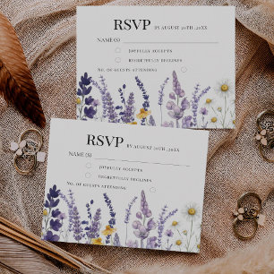 Cartons Réponse Mariage rustique de fleurs sauvages élégantes