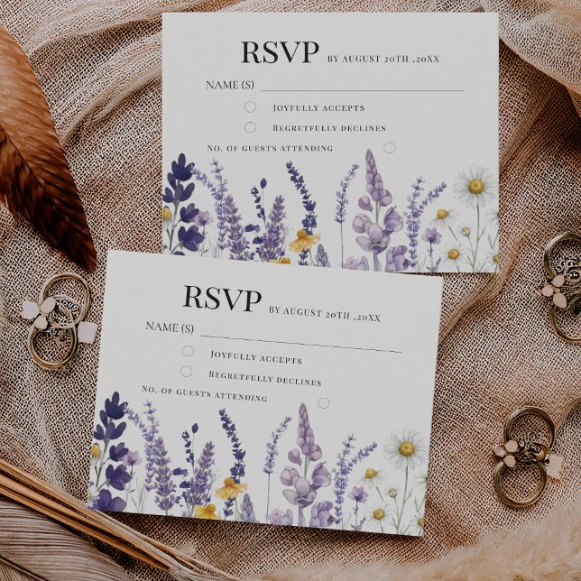 Cartons Réponse Mariage rustique de fleurs sauvages élégantes (Créateur téléchargé)