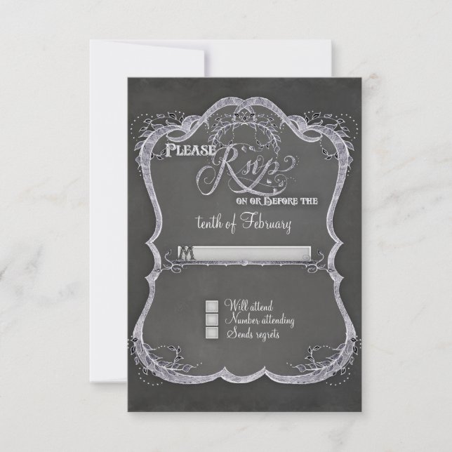 Cartons Réponse Mariage rustique de la feuille typographique (Devant)