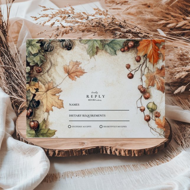 Cartons Réponse Mariage rustique de vignes en automne (Créateur téléchargé)