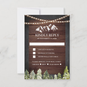 Cartons Réponse Mariage Rustique en Bois dans la Forêt de Montagne