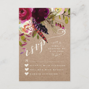 Cartons Réponse Mariage rustique floral de Boho d'aquarelle de la