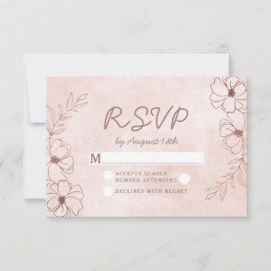 Cartons Réponse Mariage rustique rose et or rose pailleté