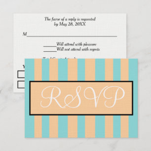 Cartons Réponse Mariage Sandy Beach Seafoam Blue Cabana Rayures