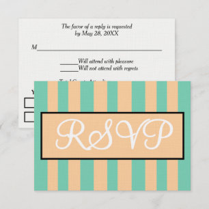 Cartons Réponse Mariage Sandy Beach Seafoam Green Cabana Rayures