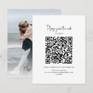 Cartons Réponse Mariage Script de code QR de photo moderne