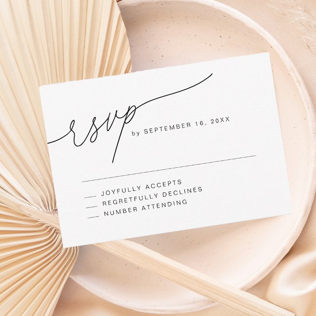 Cartons Réponse Mariage Script Élégant Moderne (Modern Elegant Script Wedding RSVP Card)