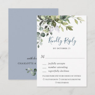 Cartons Réponse Mariage simple à la verdure d'eucalyptus à l'aquar