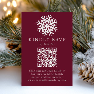 Cartons Réponse Mariage Simple Code QR Vin Flocon de Neige
