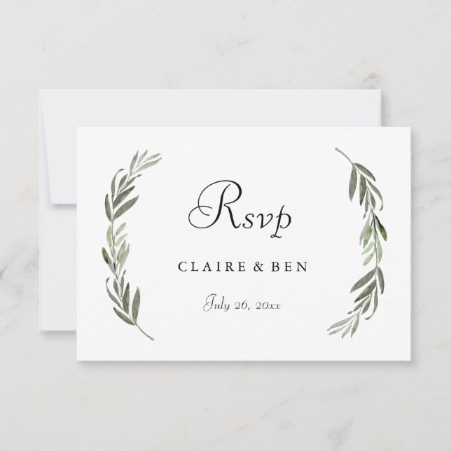 Cartons Réponse Mariage simple et moderne en feuille d'or vert RSV (Devant)