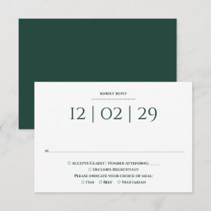 Cartons Réponse Mariage Simple et Spécial Date Vert Emeraude