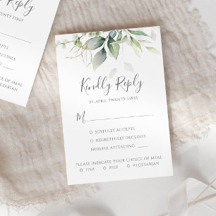 Cartons Réponse Mariage simple Eucalyptus élégant
