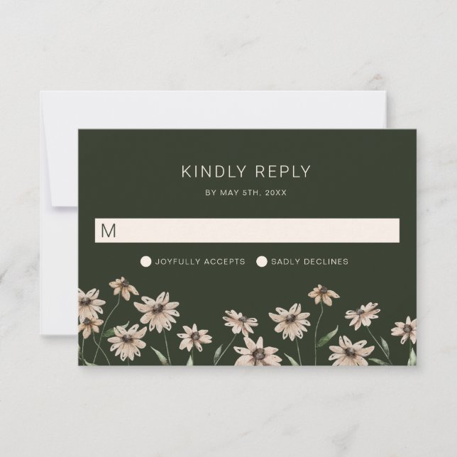 Cartons Réponse Mariage Simple Moderne Vert (Devant)