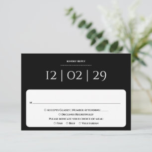 Cartons Réponse Mariage Simple Spécial Date Noir Et Blanc