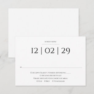 Cartons Réponse Mariage Simple Spécial Date Noir Et Blanc