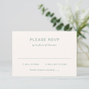 Cartons Réponse Mariage simple vert muté élégant