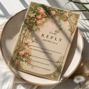 Cartons Réponse Mariage sous une arche de roses vintage
