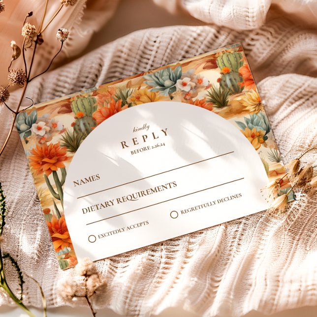 Cartons Réponse Mariage sous une arche florale du désert (Créateur téléchargé)