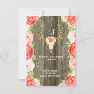 Cartons Réponse Mariage Sud-Ouest Bois Rustique Bois de Cerf