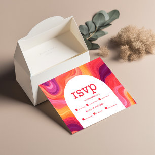 Cartons Réponse Mariage super Retro Rose et Orange Arch