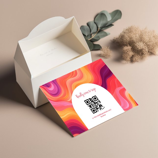 Cartons Réponse Mariage super Retro Rose et Orange Arch (Créateur téléchargé)