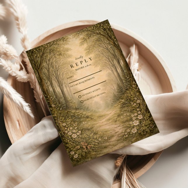 Cartons Réponse Mariage sur un chemin forestier romantique (Créateur téléchargé)