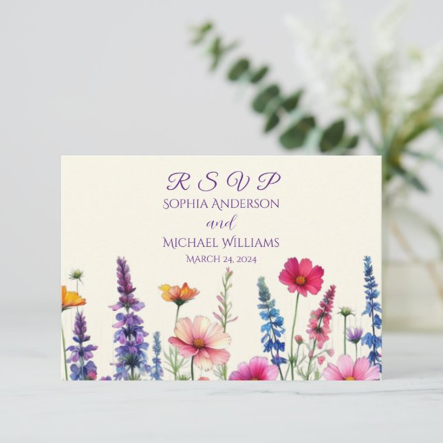Cartons Réponse Mariage Symphonique fleur sauvage (Debout devant)