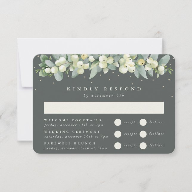 Cartons Réponse Mariage Symphorine verte + Eucalyptus Multi-Événem (Devant)