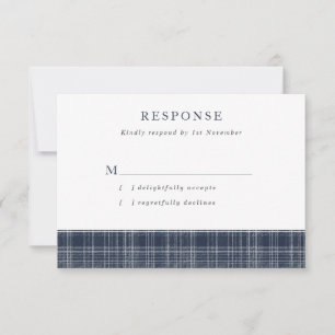 Cartons Réponse Mariage Tartan Écossais Bleu Marine