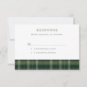 Cartons Réponse Mariage Tartan Écossais Vert Foncé