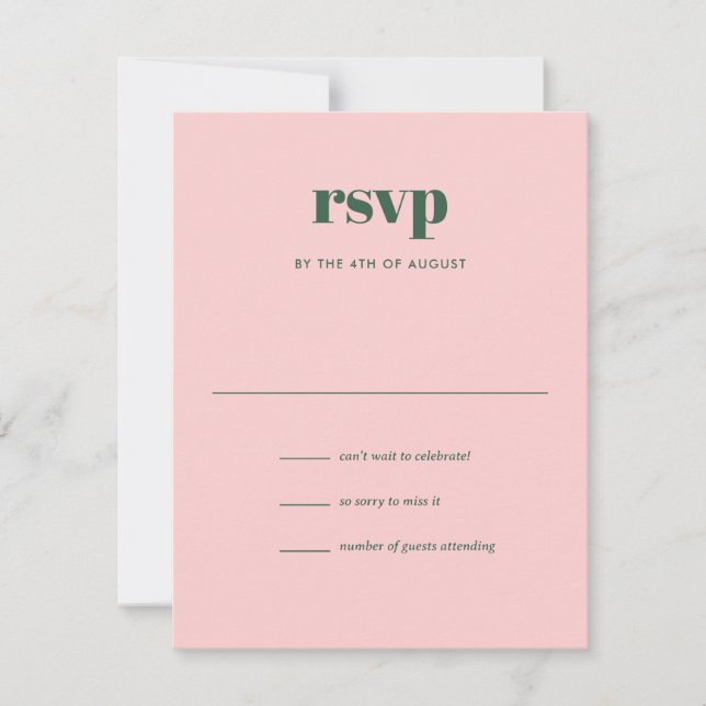 Cartons Réponse Mariage Tendance Mix Match Rose Vert Moderne (Devant)
