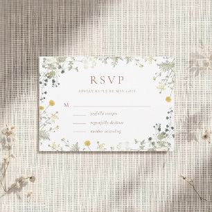 Cartons Réponse Mariage Térracotta Élégant aux Fleurs Sauvages Cla