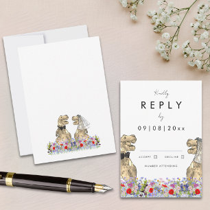 Cartons Réponse Mariage Thème Dinosaure Fleur Sauvage Bohème Répon