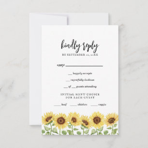 Cartons Réponse Mariage Tournesol Jaune Moderne