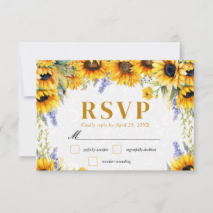 Cartons Réponse Mariage Tournesols et Lupins Aquarelle