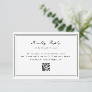 Cartons Réponse Mariage traditionnel de code QR noir et blanc