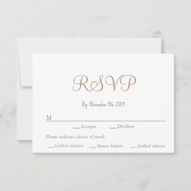 Cartons Réponse Mariage traditionnel élégant (Devant)