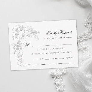 Cartons Réponse Mariage Traditionnel Formel Élévé Orchidée Blanche