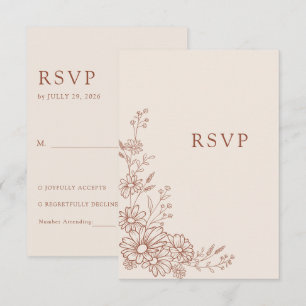 Cartons Réponse Mariage Traditionnel Terracotta Botanique Daisy