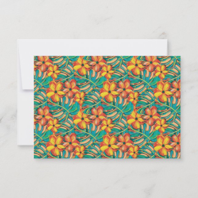Cartons Réponse Mariage tropical orange et jaune (Devant)