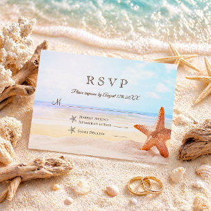 Cartons Réponse Mariage Tropical sur la Plage aux Étoiles d'Été
