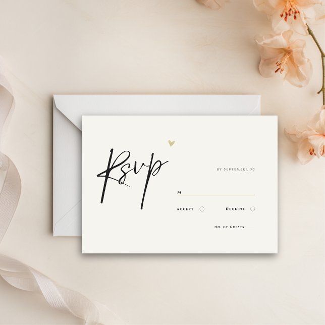 Cartons Réponse Mariage Typographique Calligraphique Minimal  (simple rsvp wedding card without meal options.)