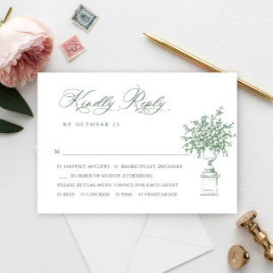 Cartons Réponse Mariage vert de la saison florale de la Renaissanc