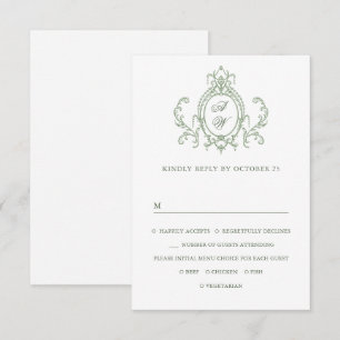 Cartons Réponse Mariage vert de l'âge orné victorien Grace Floral