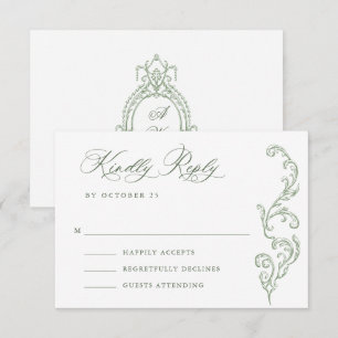 Cartons Réponse Mariage vert de l'âge orné victorien Grace Floral
