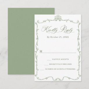 Cartons Réponse Mariage vert de l'âge orné victorien Grace Floral