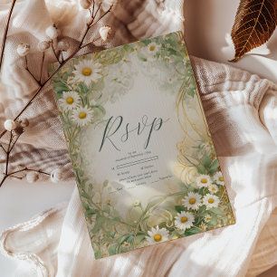 Cartons Réponse Mariage vert d'ivoire